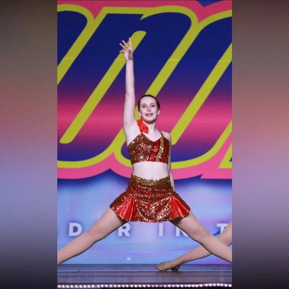 Black Red Gold Sequined Halloween Cheerleader Costume Size Medium Adult - Picture 12 of 12